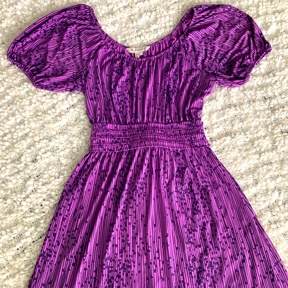 BCBGeneration Purple Puff Sleeve Day Dress